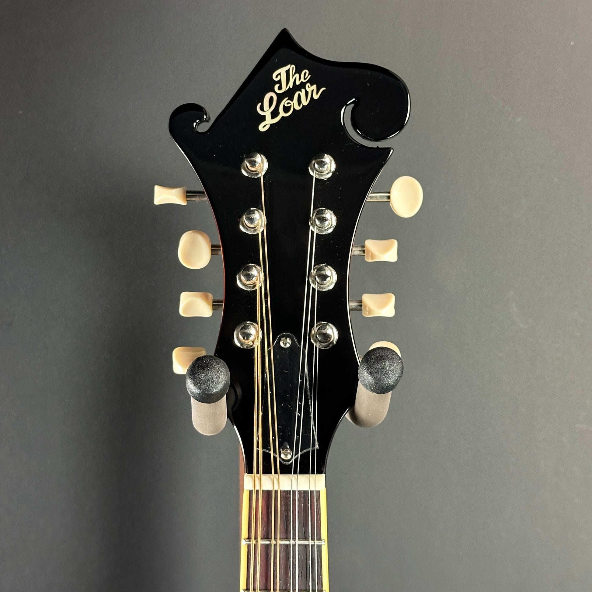 Front of headstock of Used The Loar LM-520-VS Mandolin.