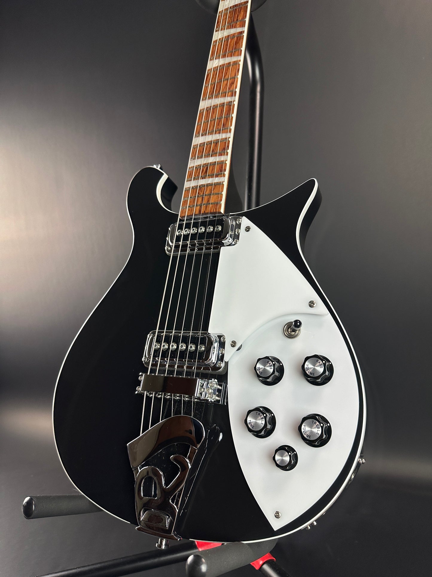 Front angle of Used Rickenbacker 620 Black.