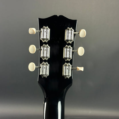 Back of headstock of Used Gibson Les Paul Junior Ebony.