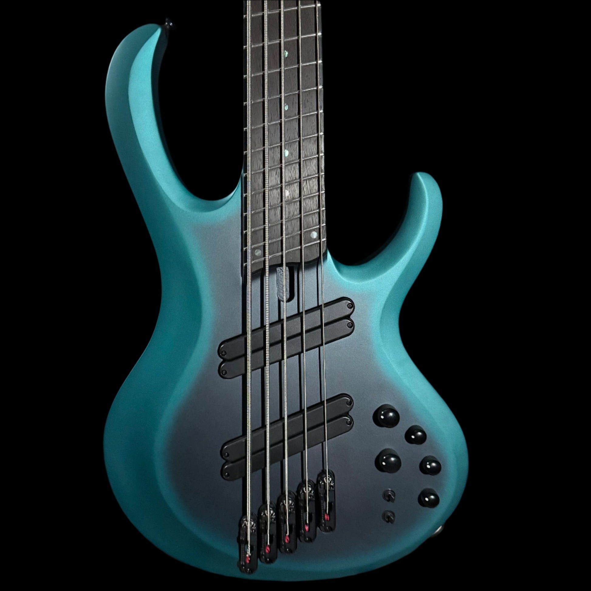 Front of Used Ibanez BTB605MS Multi-Scale 5 String Bass Cerulean Aura Burst Matte w/Case TSS4889