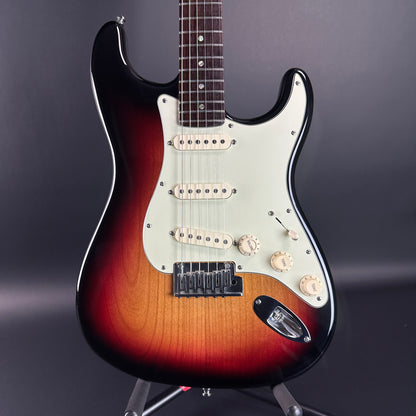 Front of Used Fender American Deluxe Strat Burst.