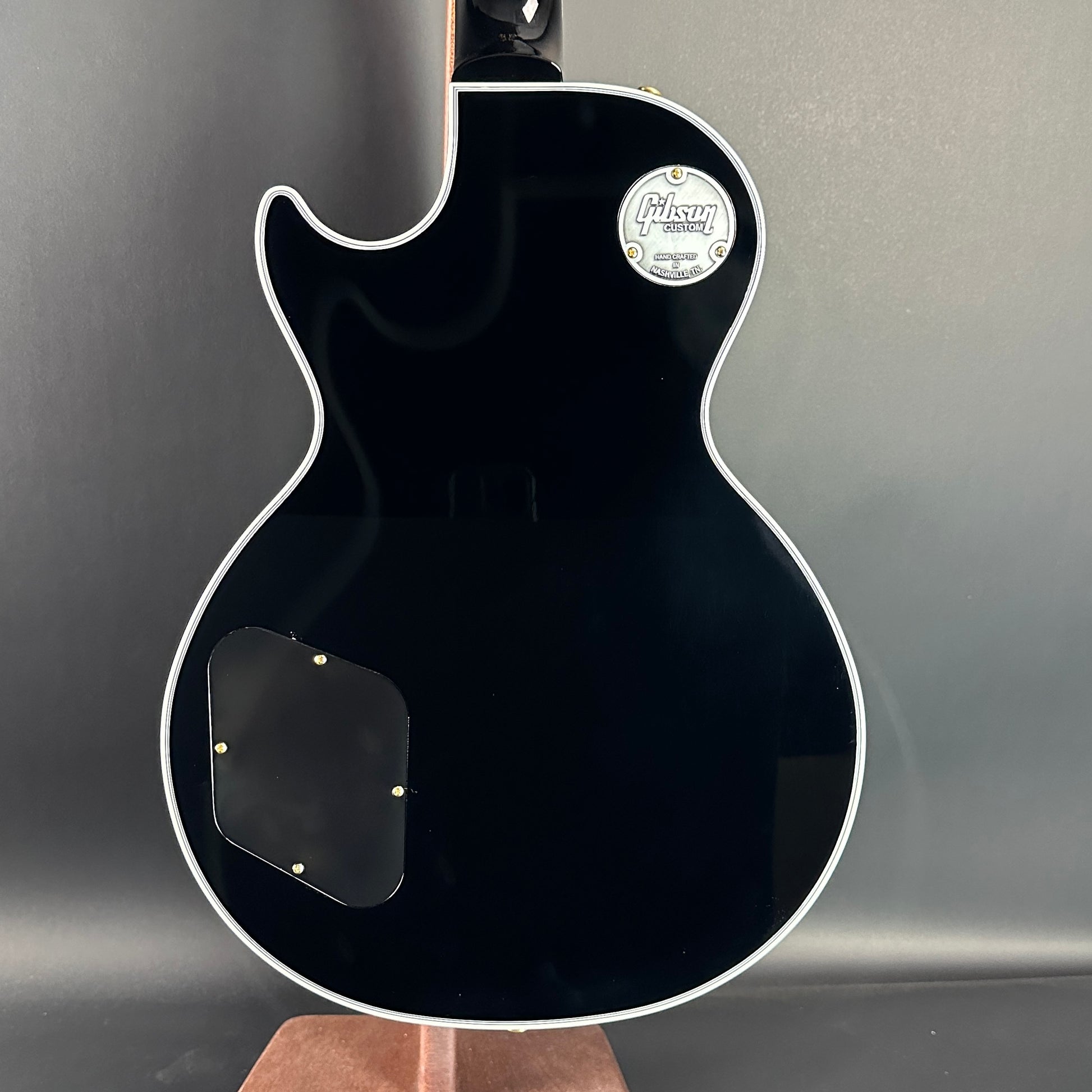 Back of Used Gibson Custom Shop Les Paul Custom Ebony.