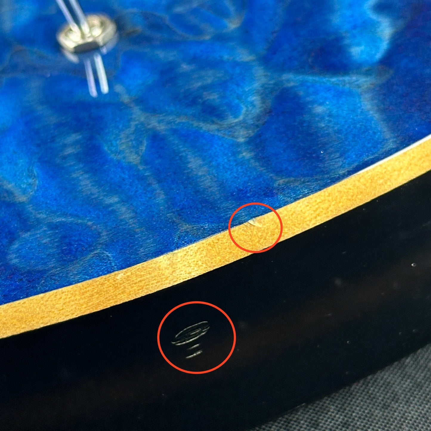 Marks on bottom edge of Used 1989 PRS Custom 24 10-Top Whale Blue Refin.