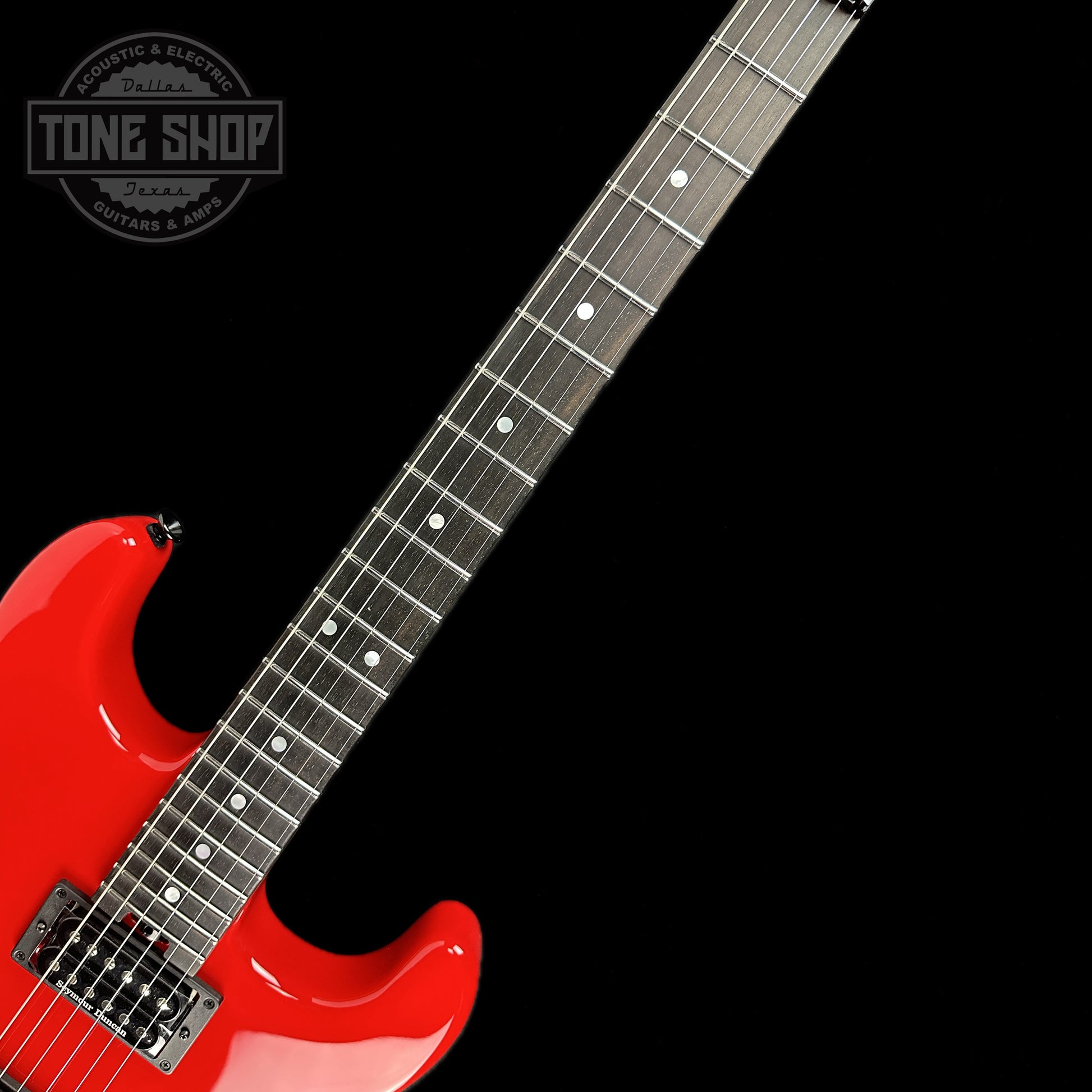 Fretboard of Charvel Custom Shop San Dimas2H F R Ferrari Red.