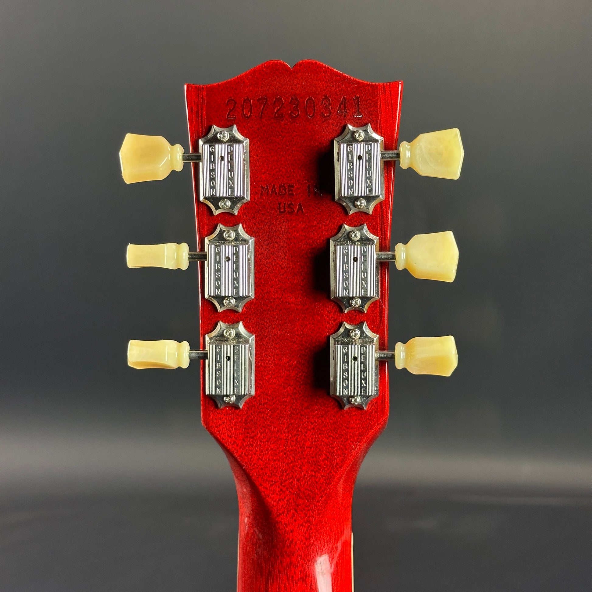 Back of headstock of Used Gibson '61 SG Reissue Cherry.