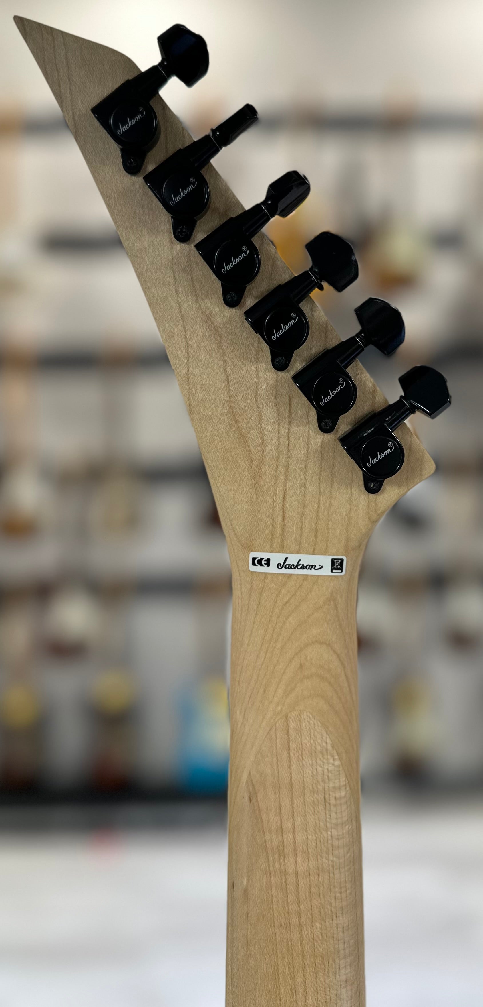 Back of headstock of Used Jackson JS32 DKA-M Dinky Black TSS4321