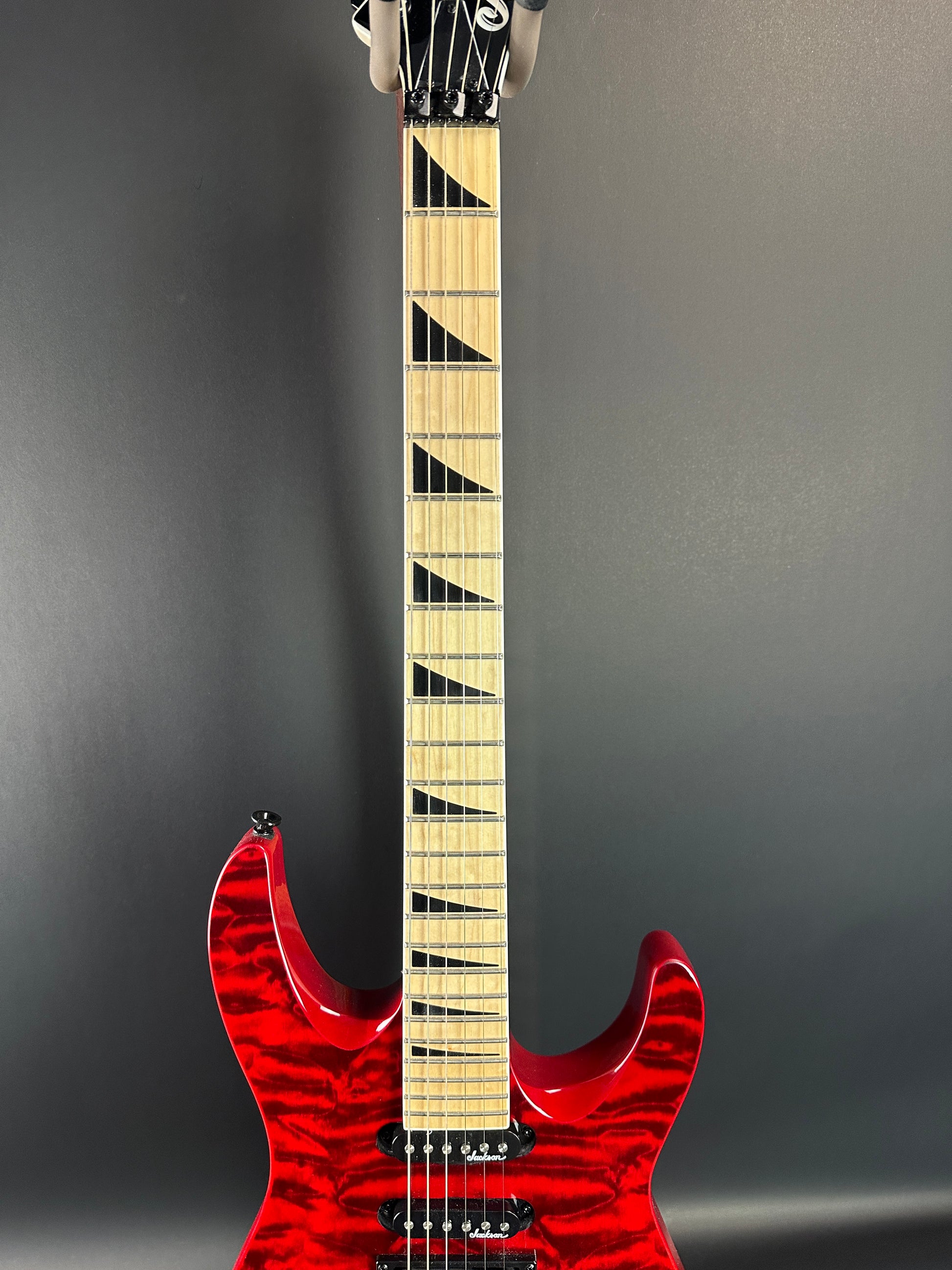 Fretboard of Used Jackson JS34Q Red.