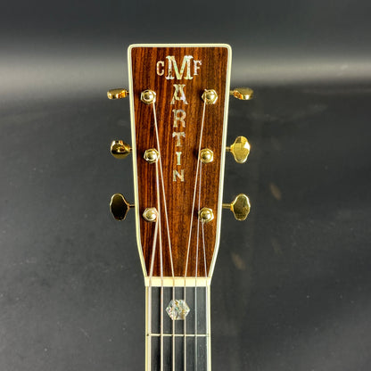 Front of headstock of Used Martin J-40 Natural.