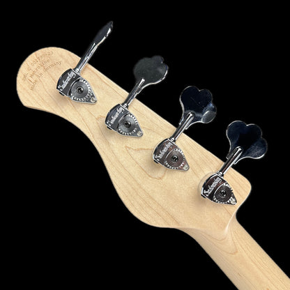 Back of headstock of Used Sadowsky MJ Metroline Satin Blue.