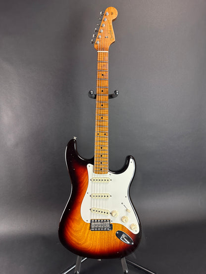 Full front of Used Fender Custom Shop LTD 1958 Stratocaster Journeyman Relic Chocolate 3 Color.