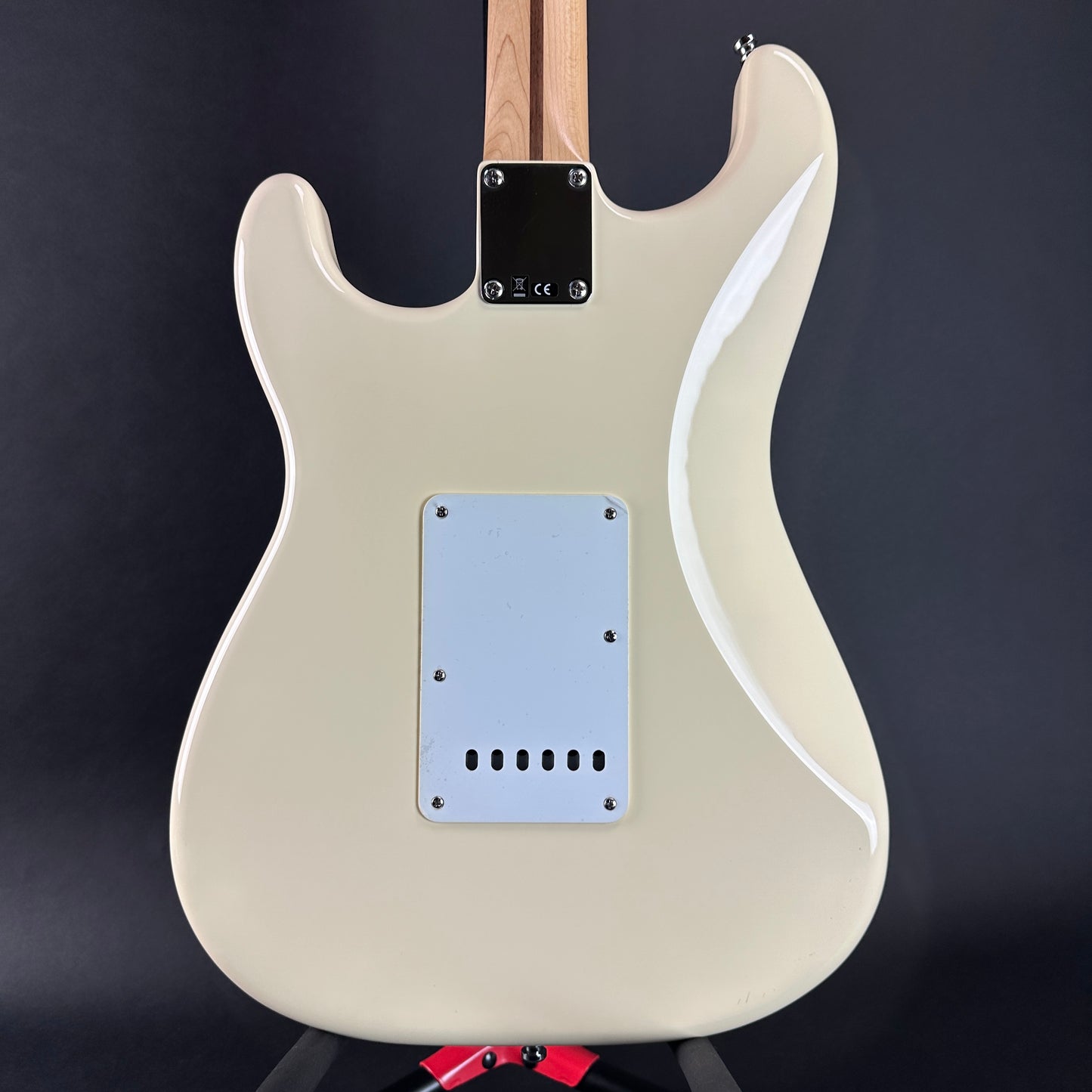 Back of Used Fender Jimmie Vaughan Strat White.