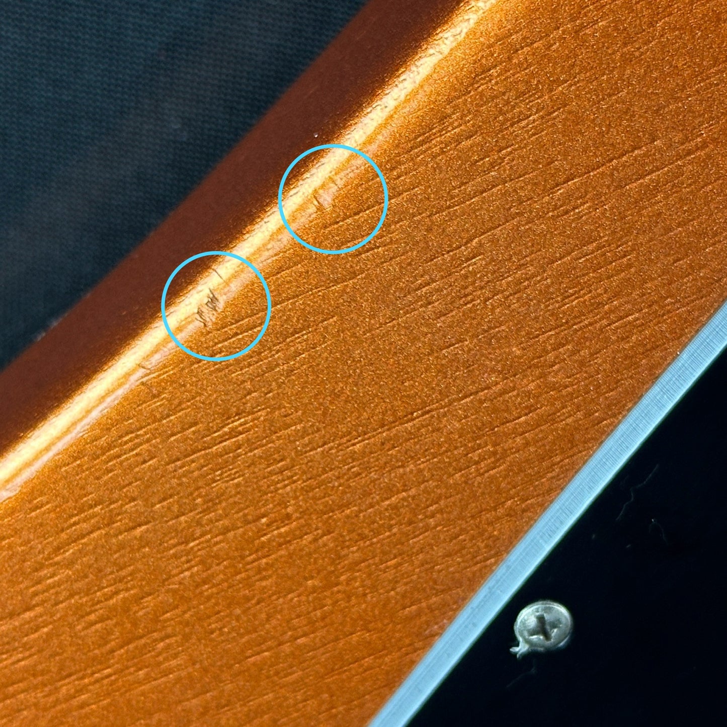 Marks on edge of Used Gibson Non-Reverse Firebird Limited Edition Vintage Copper.