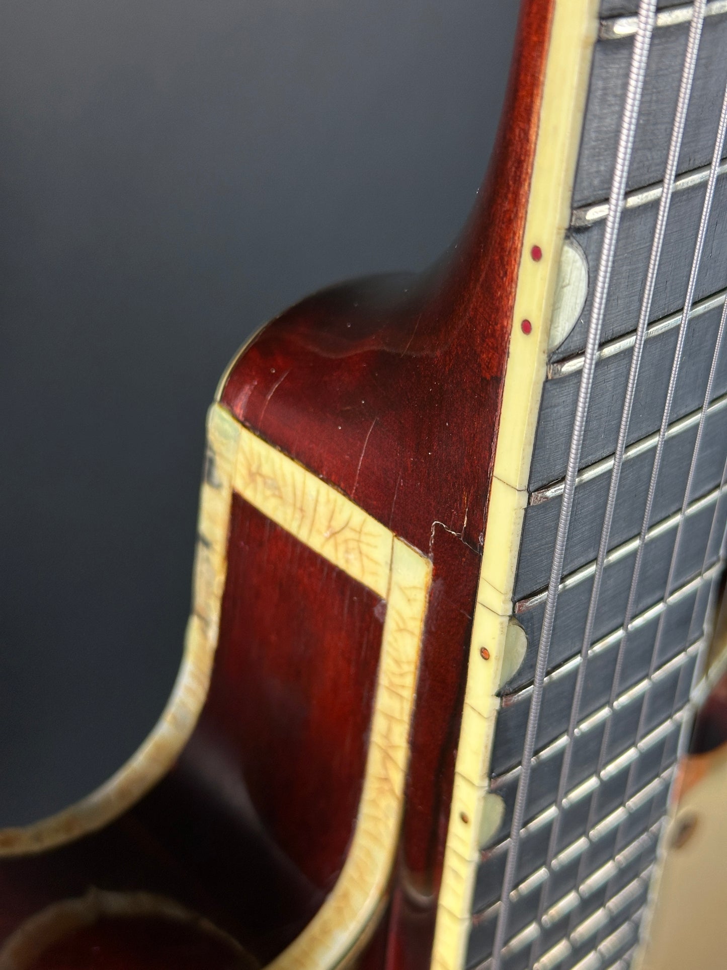 Neck joint of Vintage 1968 Gretsch 6122 Country Gentleman.