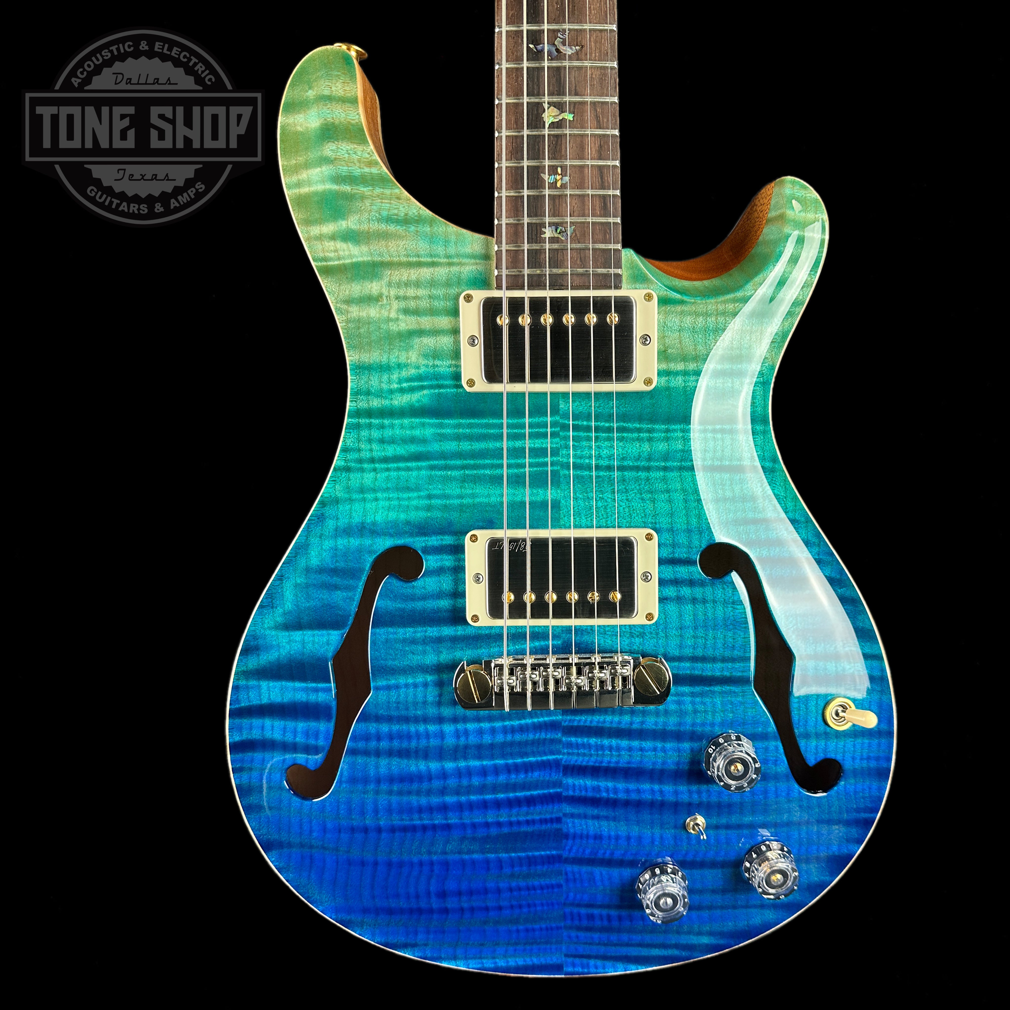 PRS Wood Library Hollowbody II Piezo 10-top Blue Fade Maple Neck w/cas –  Tone Shop Guitars