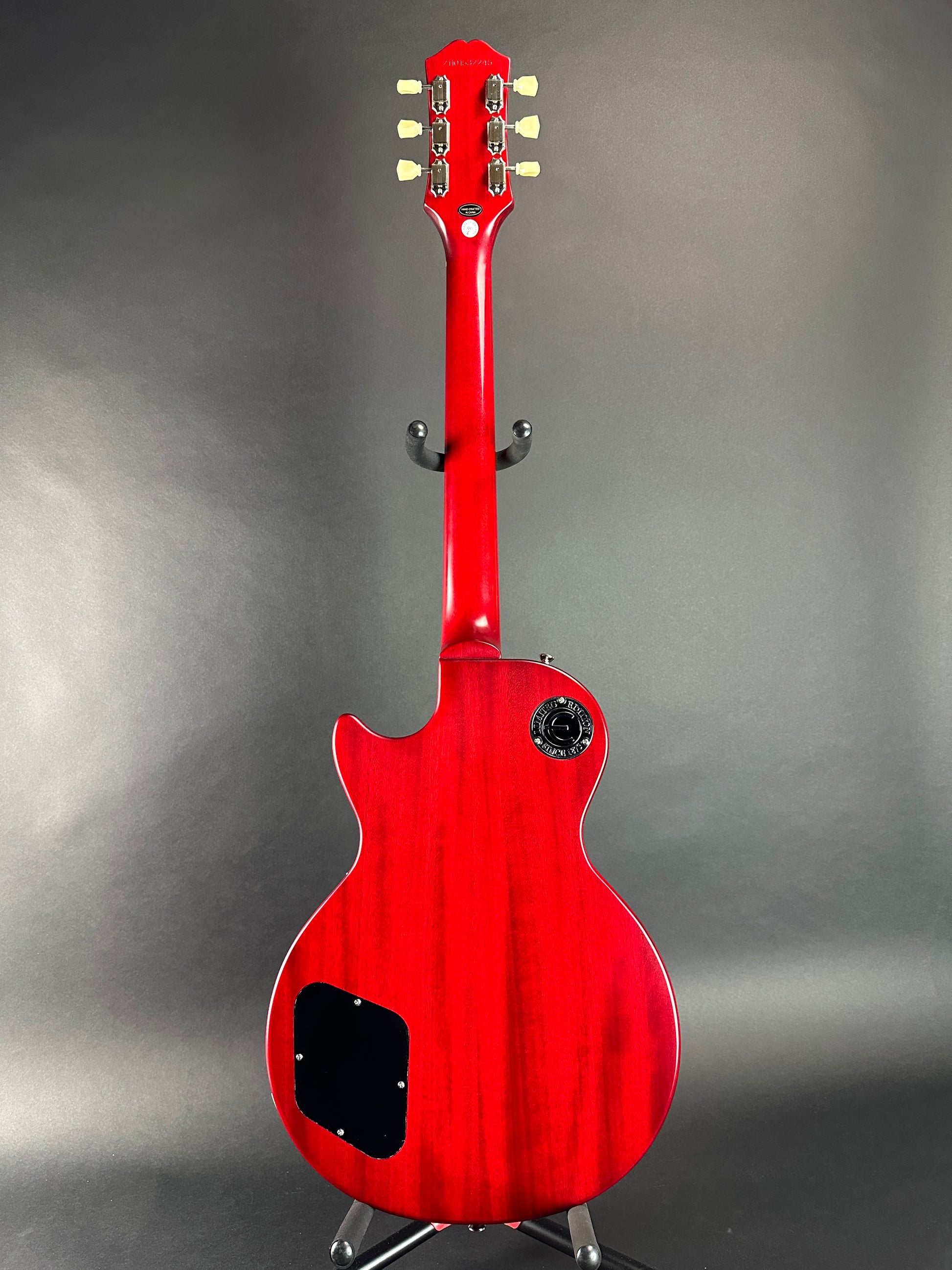 Full back of Used Epiphone Limited 1959 Les Paul Standard Aged Dark Cherry Burst.