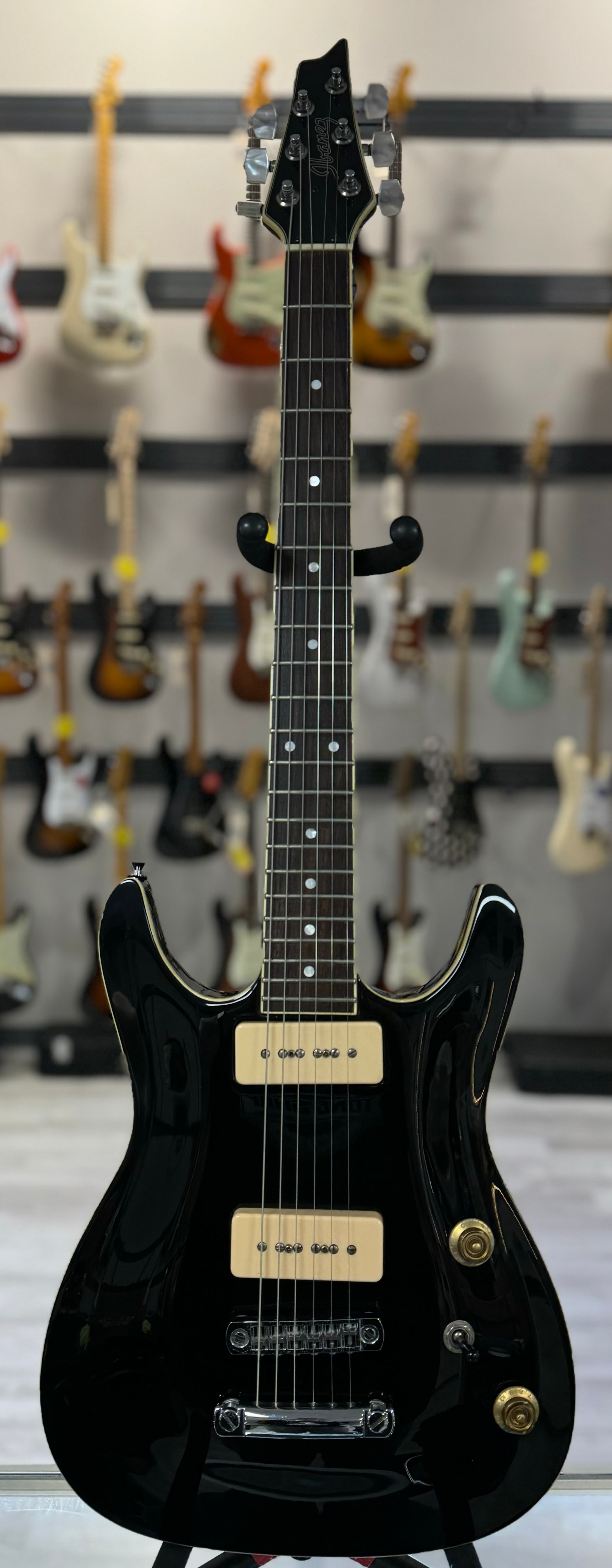 Full front of Used Ibanez GR220 Black w/case 