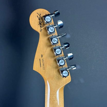 Back of headstock of Used Fender Hendrix Monterey Strat.