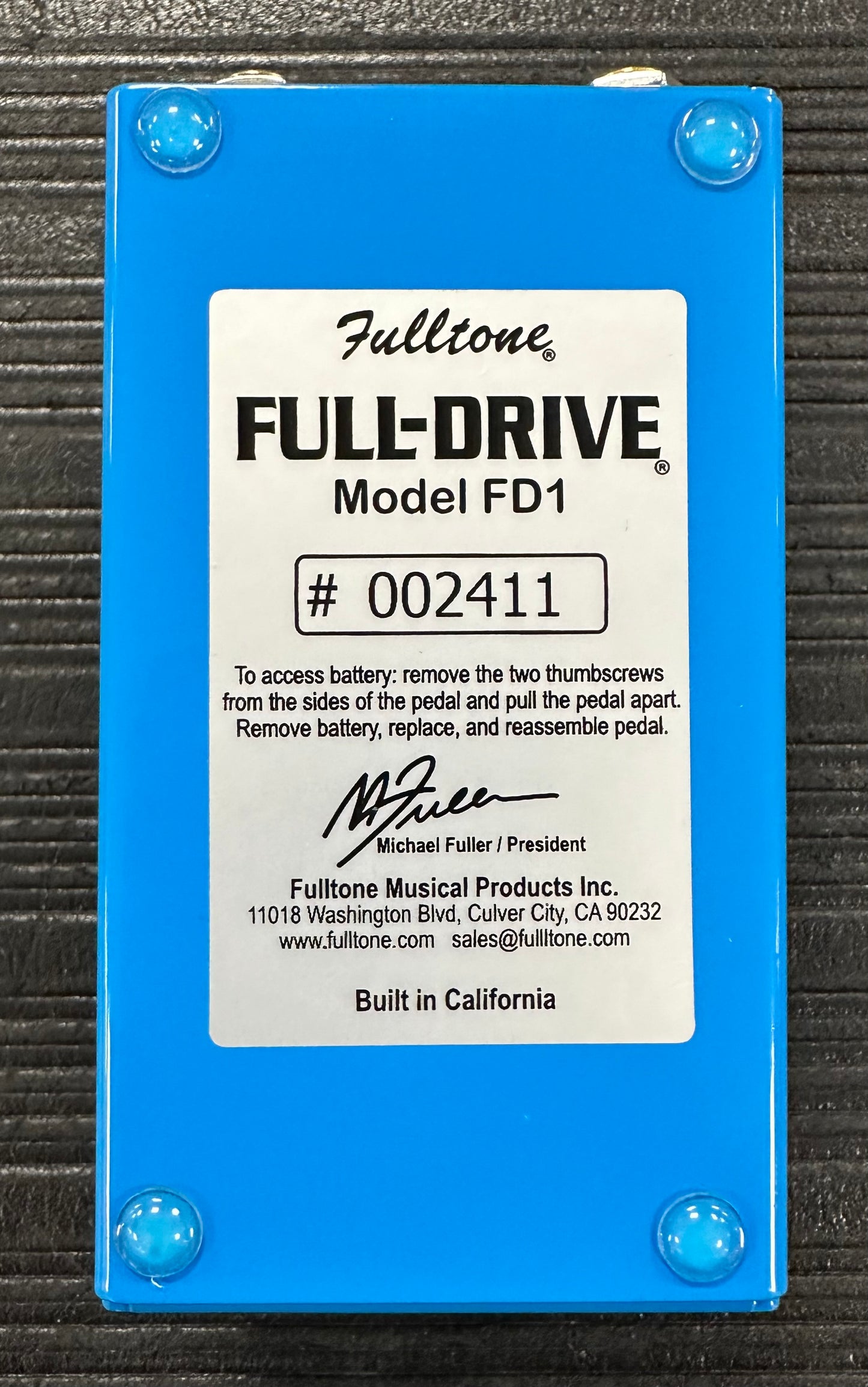 Bottom of Used 2021 Fulltone FD1 Fulldrive Overive w/box TSS4247