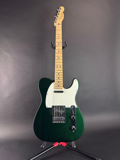 Full front of Used 2023 Fender DE Players Tele QP British Racing Green.