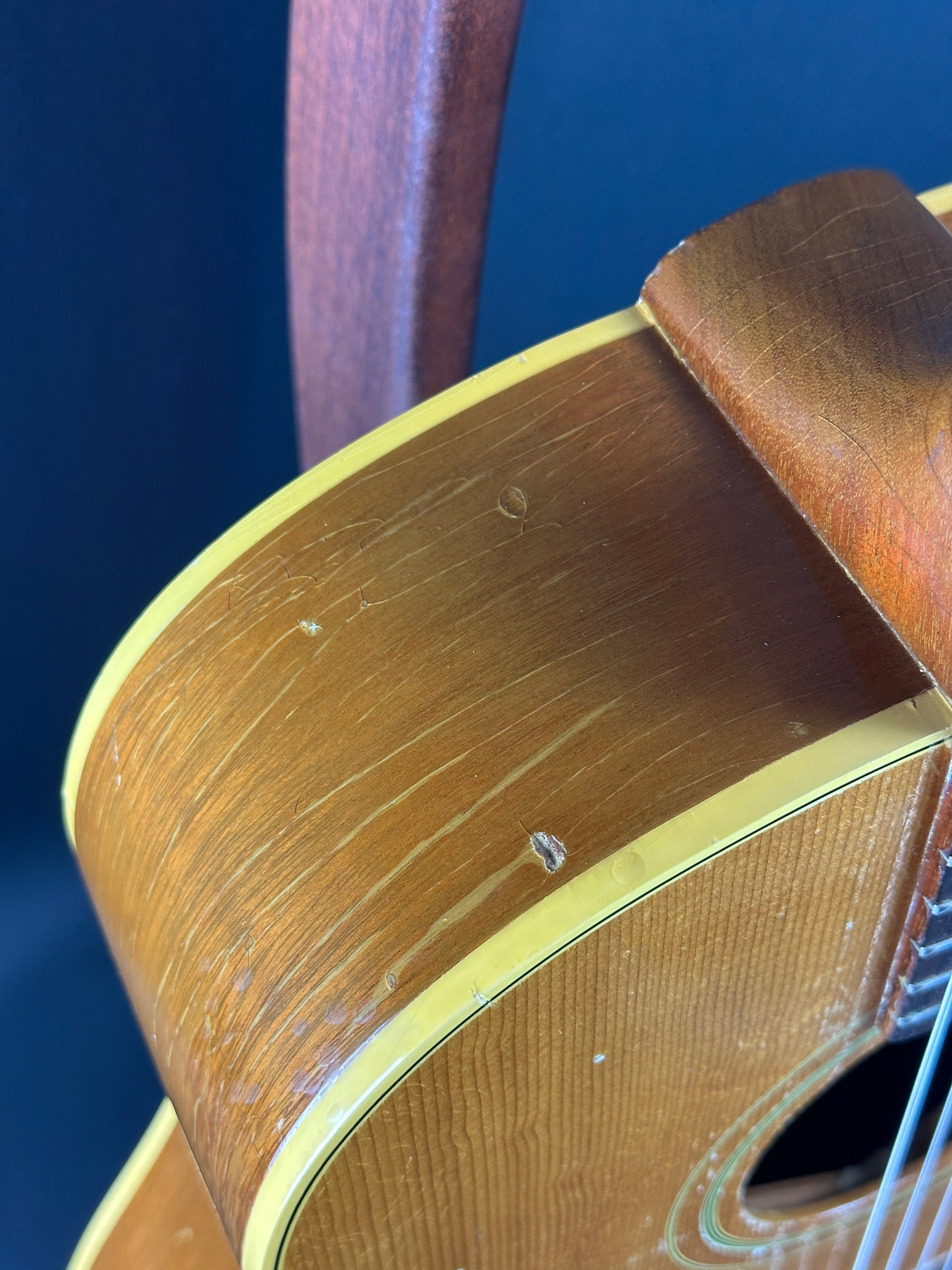 Wear on top of Vintage 1967 Epiphone Texan FT79N Natural.