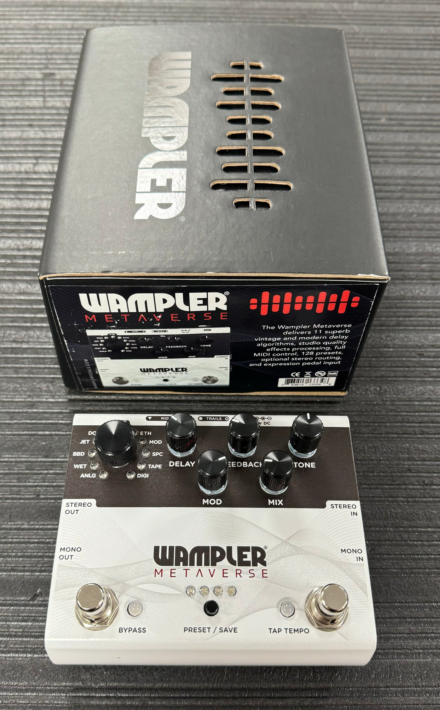 Top of with box of Used Wampler Metaverse Delay w/box 