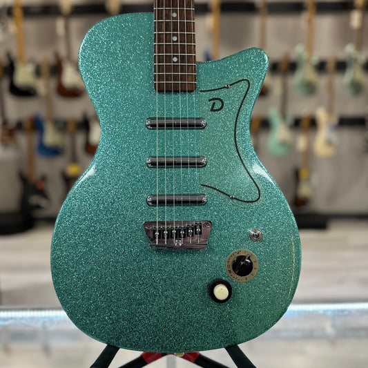 Front of Used Danelectro 56 U-3 Green Sparkle TSS4413