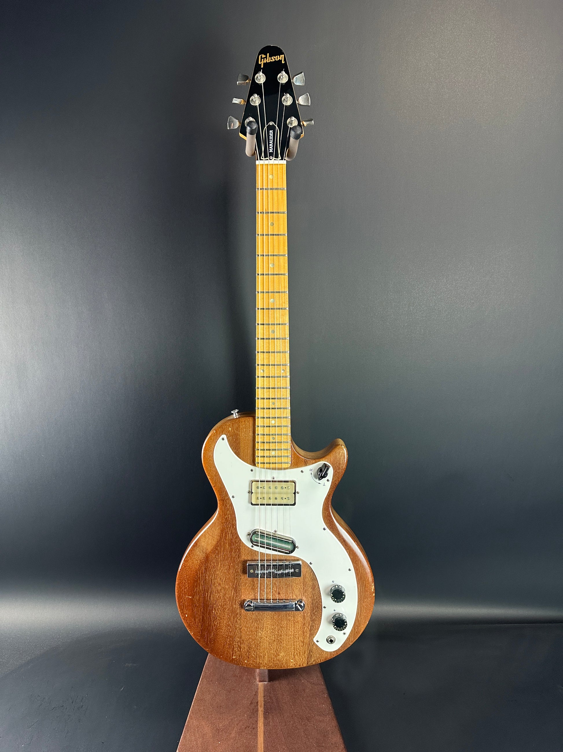 Full front of Vintage 1978 Gibson Marauder Natural.