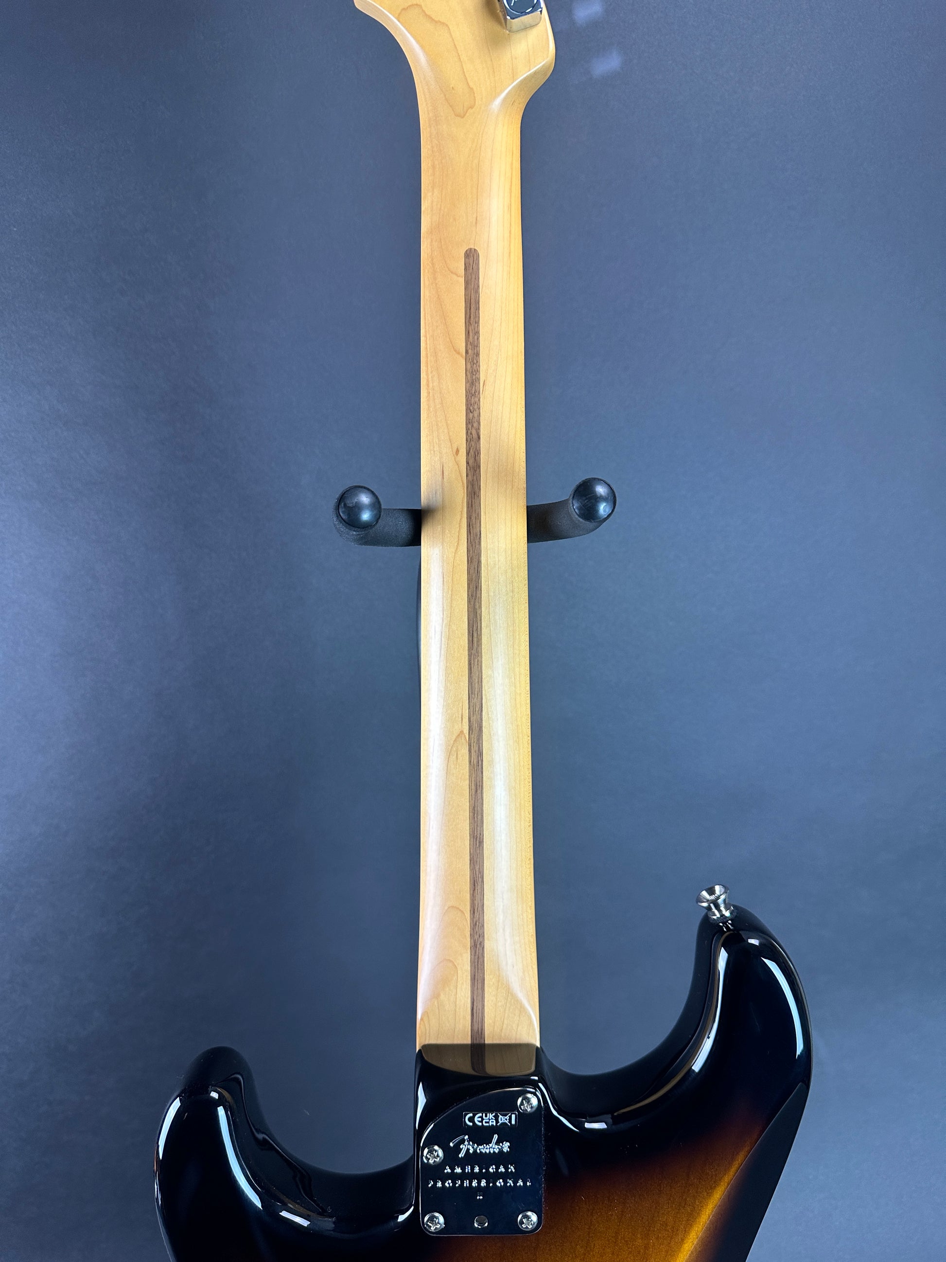 Back of neck of Used 2023 Fender American Pro II Stratocaster Rosewood 2 Tone Sunburst.
