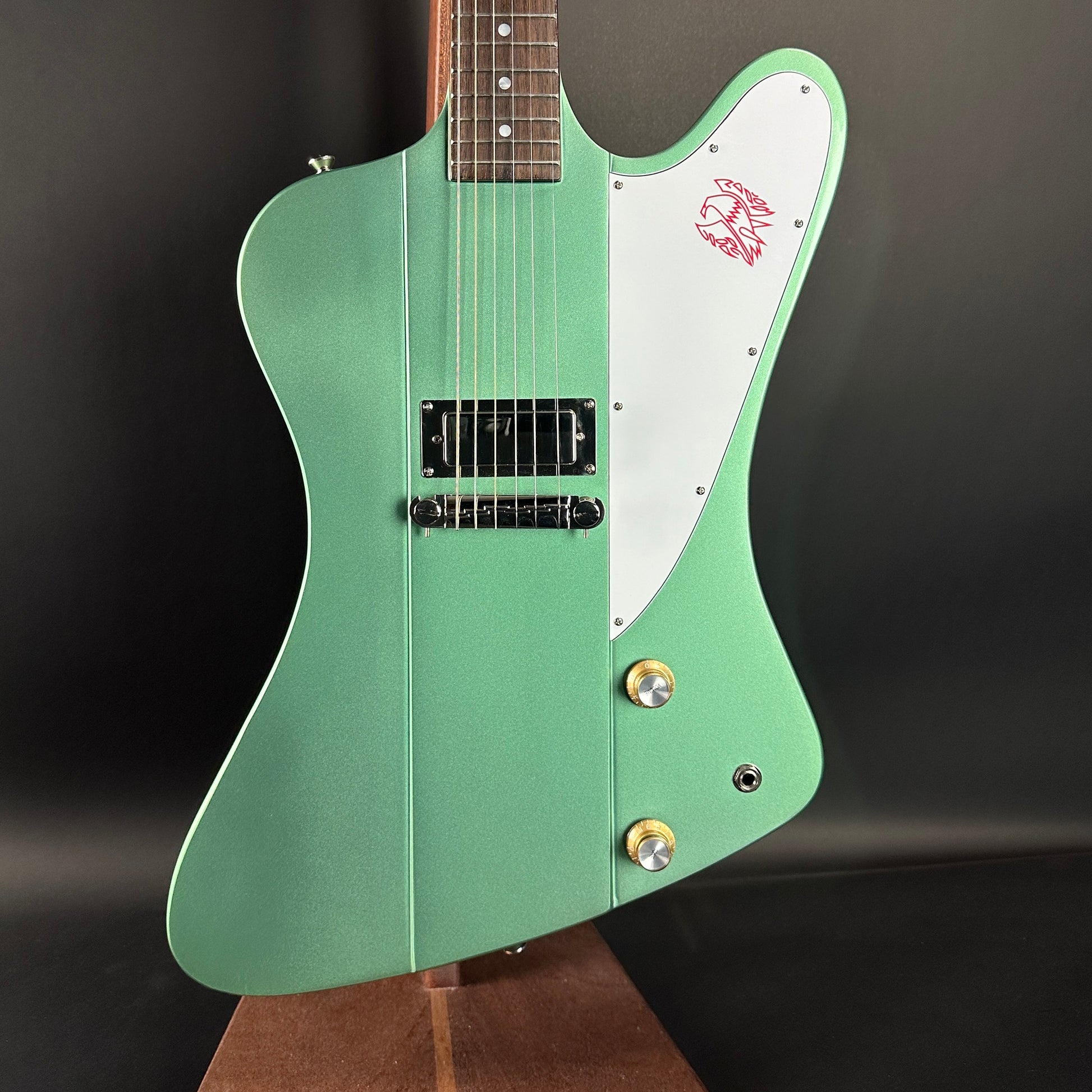 Front of Used Epiphone Inspired by Gibson Custom 1963 Firebird Inverness Green.