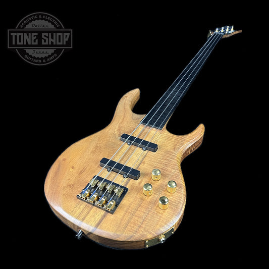 Front angle of Used Carvin 4 String Lined Fretless Bass.