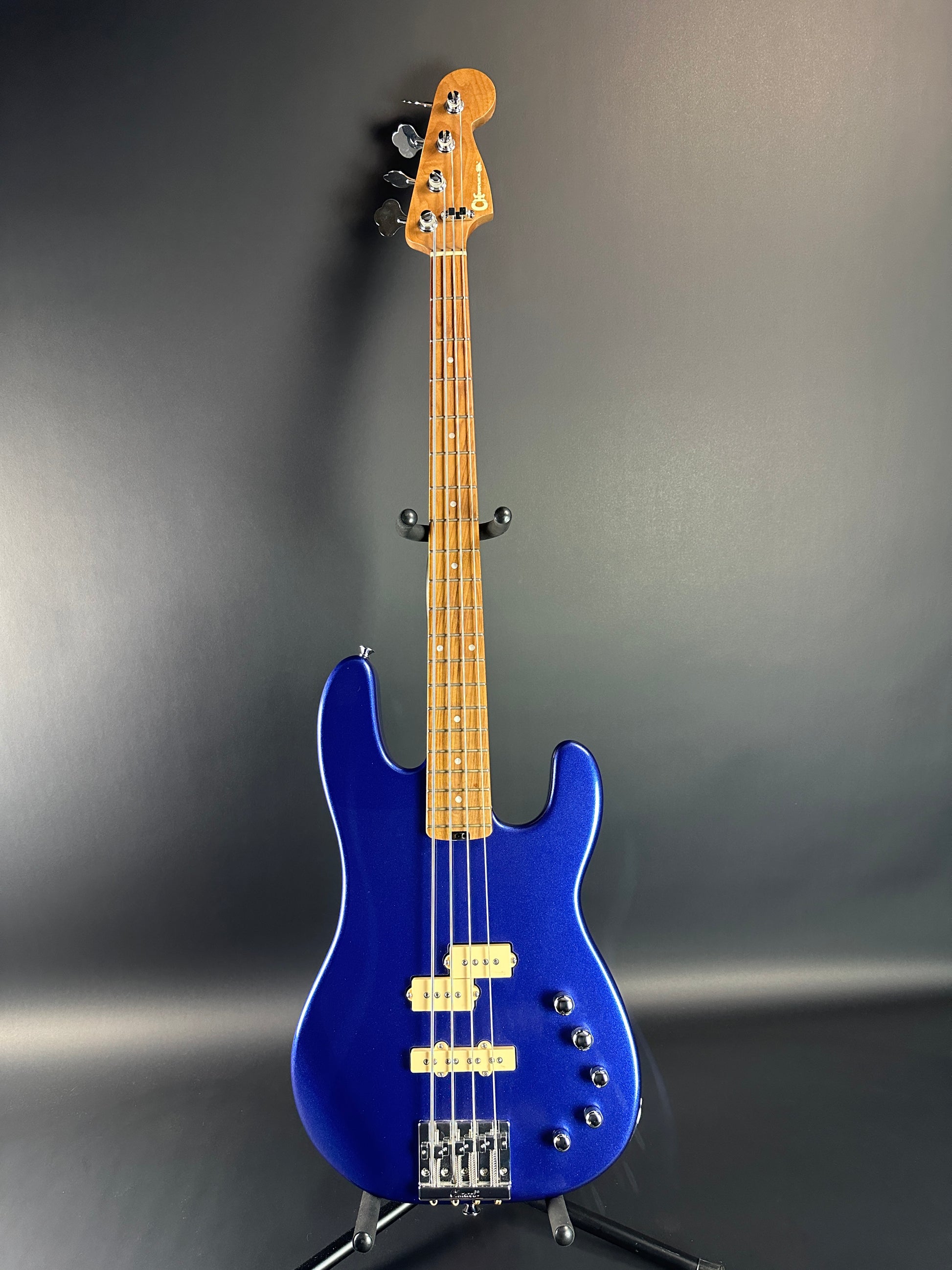 Full front of Used Charvel Pro Mod Bass Blue.