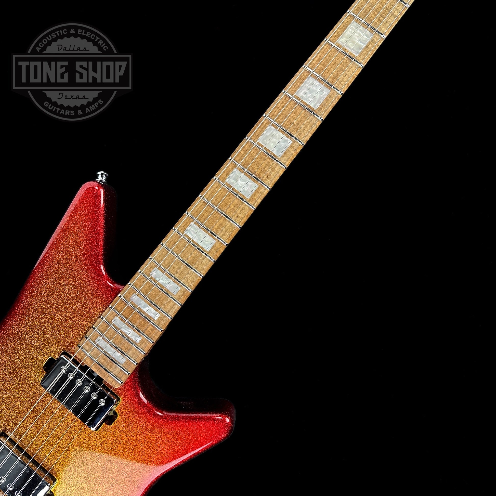 Fretboard of Used MusicMan Albert Lee BFR Cherry Punch.