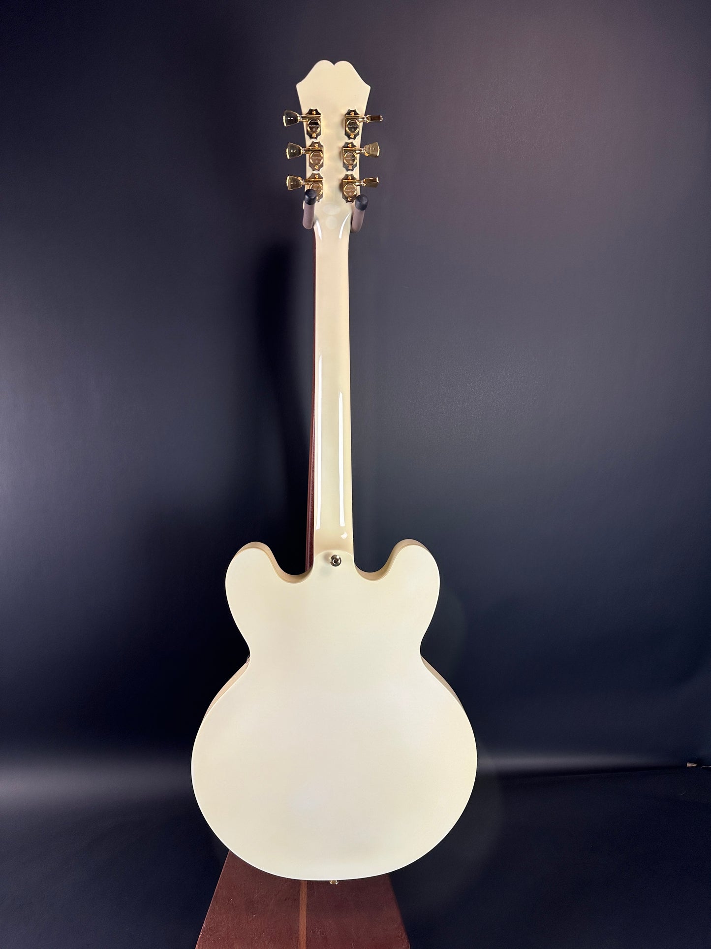 Full back of Used Epiphone ES-345 Antique White.