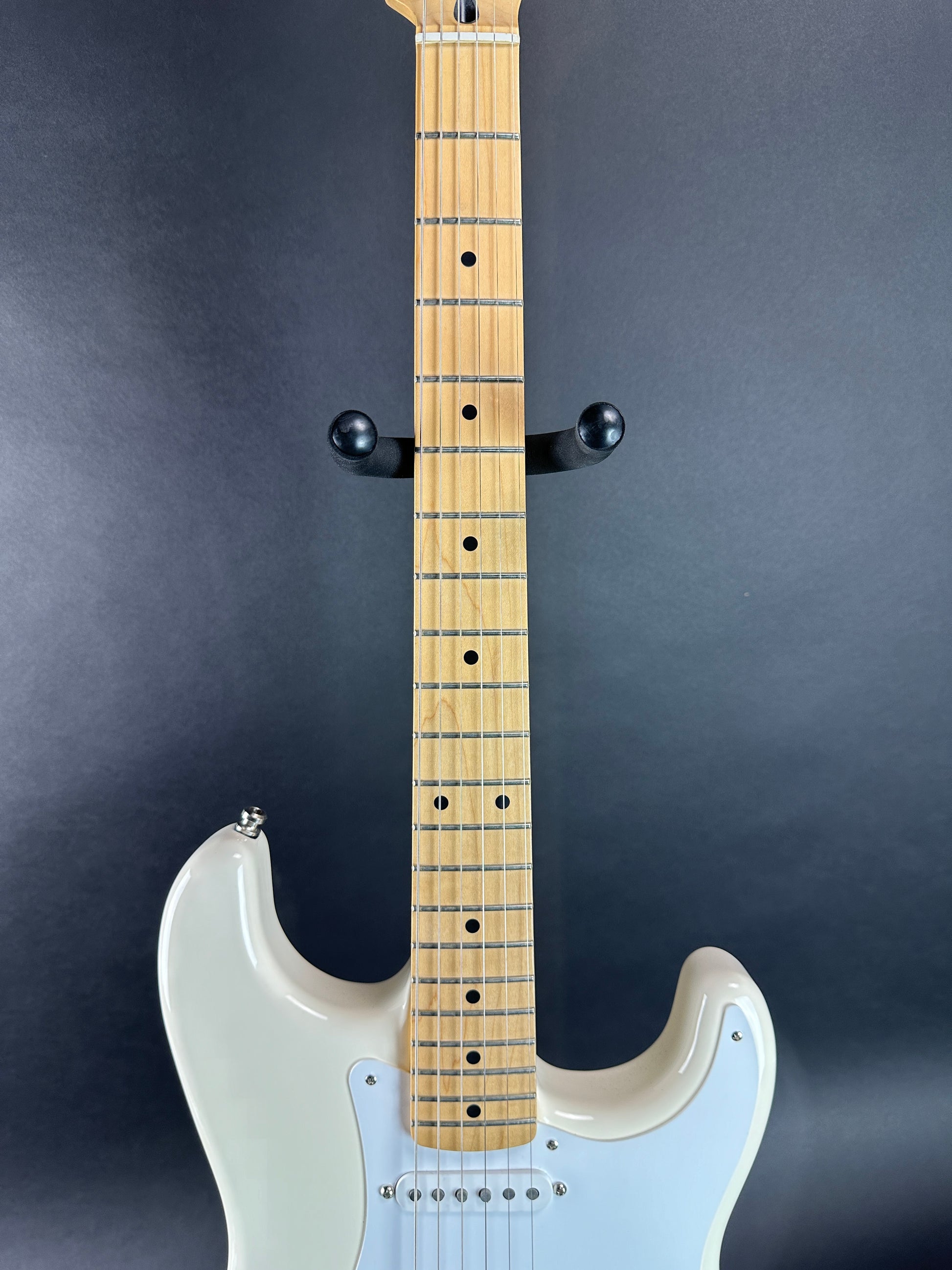 Fretboard of Used Fender Jimmie Vaughan Tex-Mex Strat.