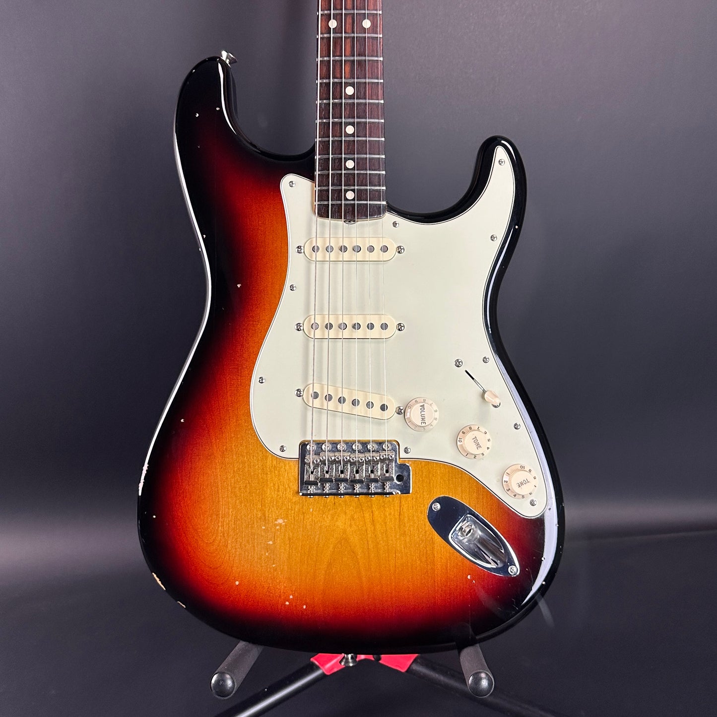 Front of Used Fender Classic Series '60s Stratocaster 3 Tone Sunburst.