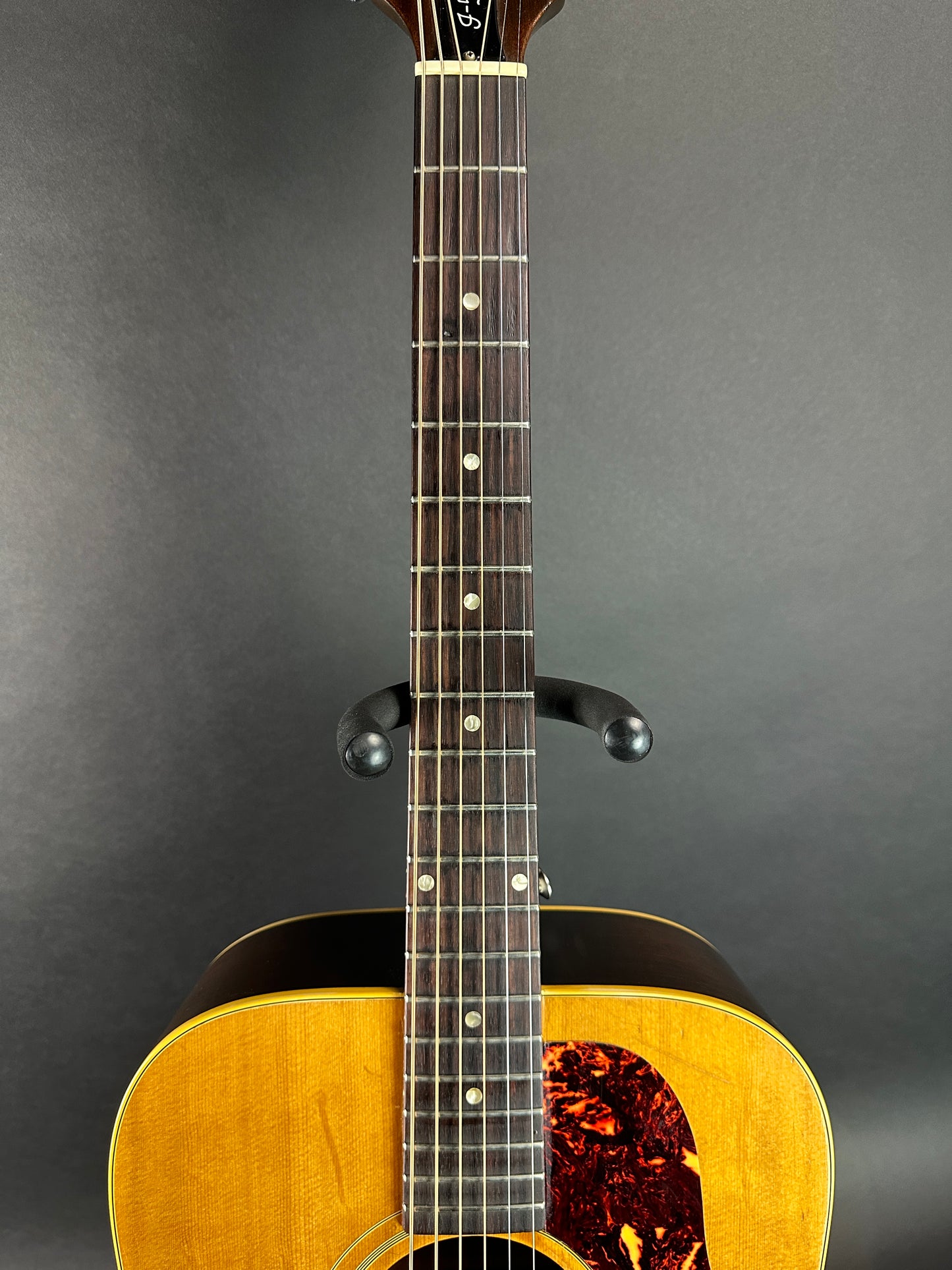 Fretboard of Vintage 1970 Gibson J-50.