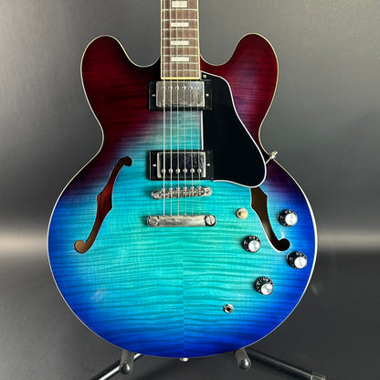 Front of Used Epiphone ES-335 Figured Blueberry Burst.