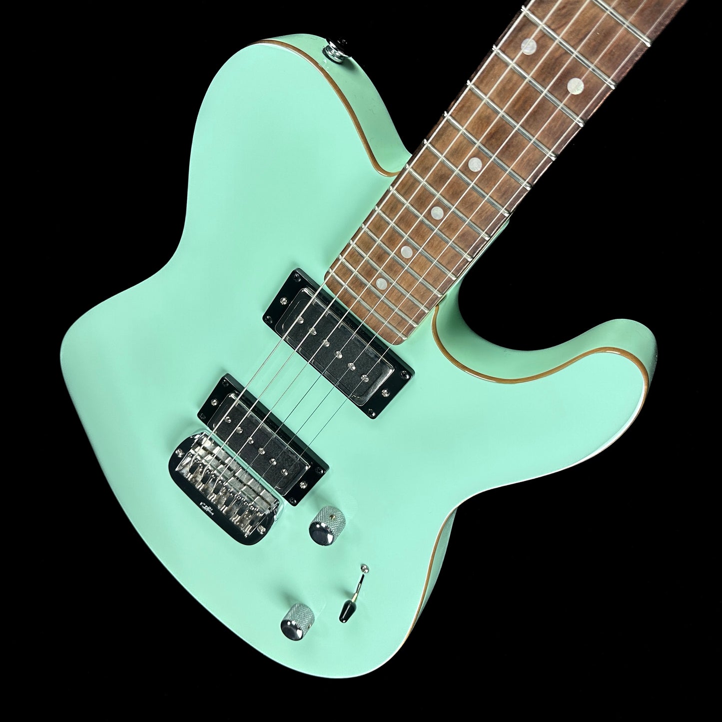 Front angle of Used G&L ASAT HH Surf Green P90.