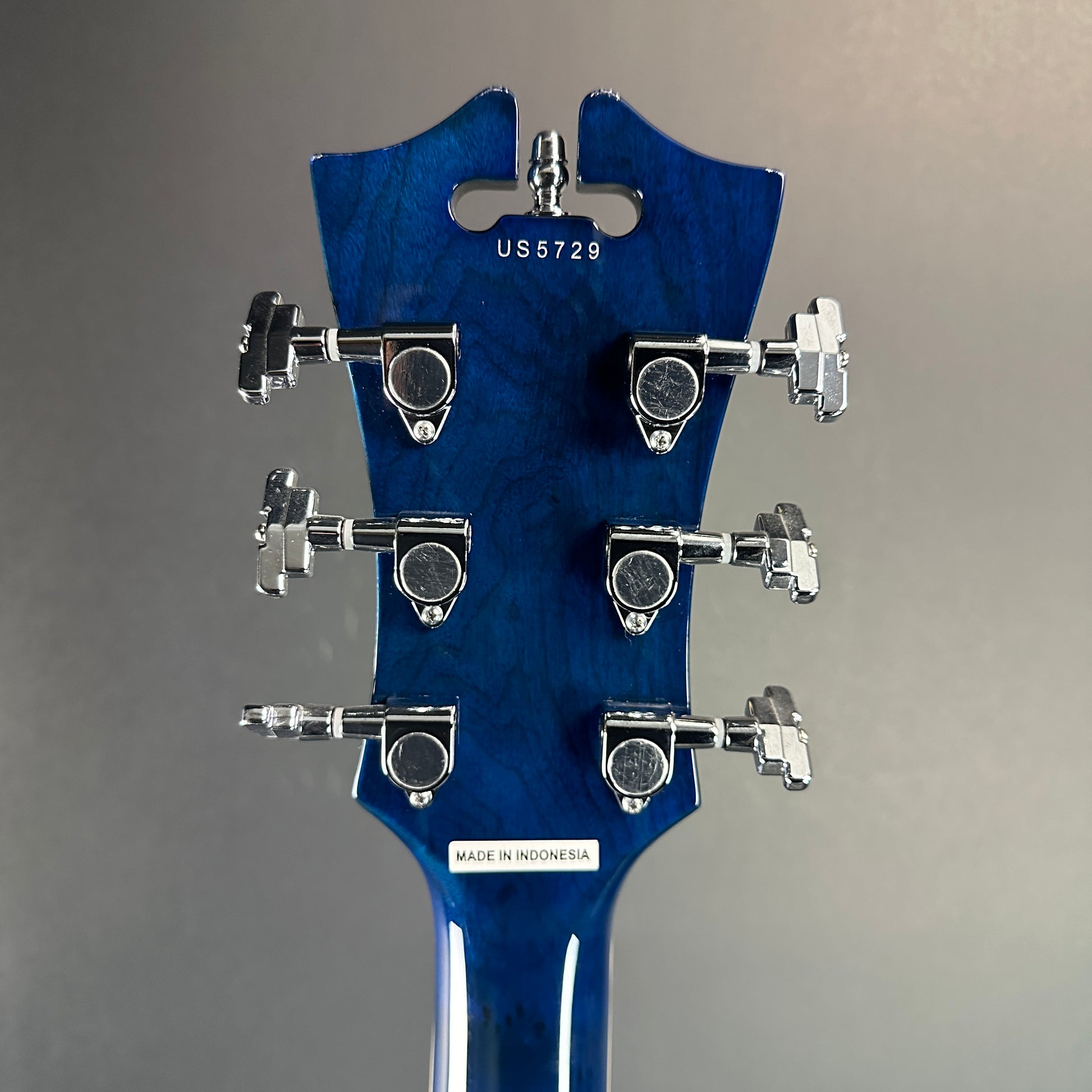 Back of headstock of Used D'Angelico Premier Grateful Dead DC Semi-Hollow.