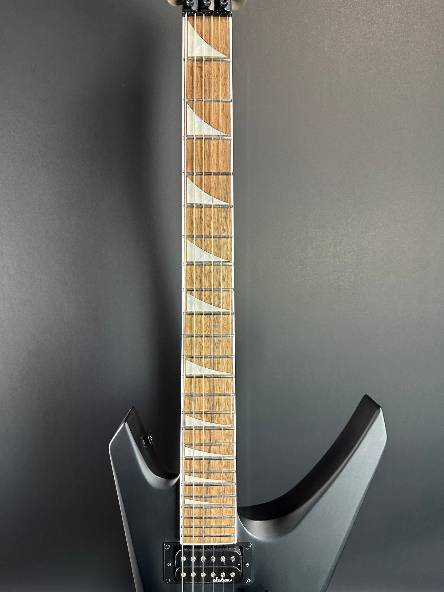 Fretboard of Used Jackson WRX24 Warrior Black.