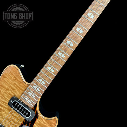 Fretboard of Powers Electric A-Type Select Maple Pale Ale PF42 Firestripe Brass Warm CamTail.