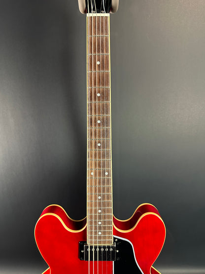 Fretboard of Used Epiphone 335 IG Cherry Red.