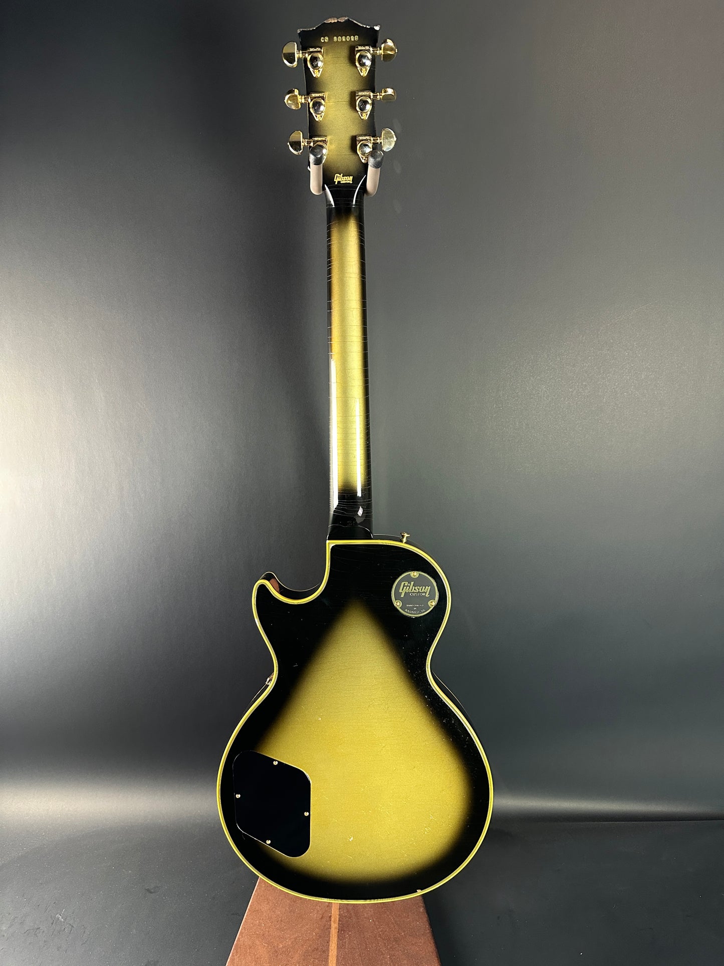 Full back of Used Gibson Custom Shop Les Paul Custom Antique Silverburst Murphy Lab Light Aged.