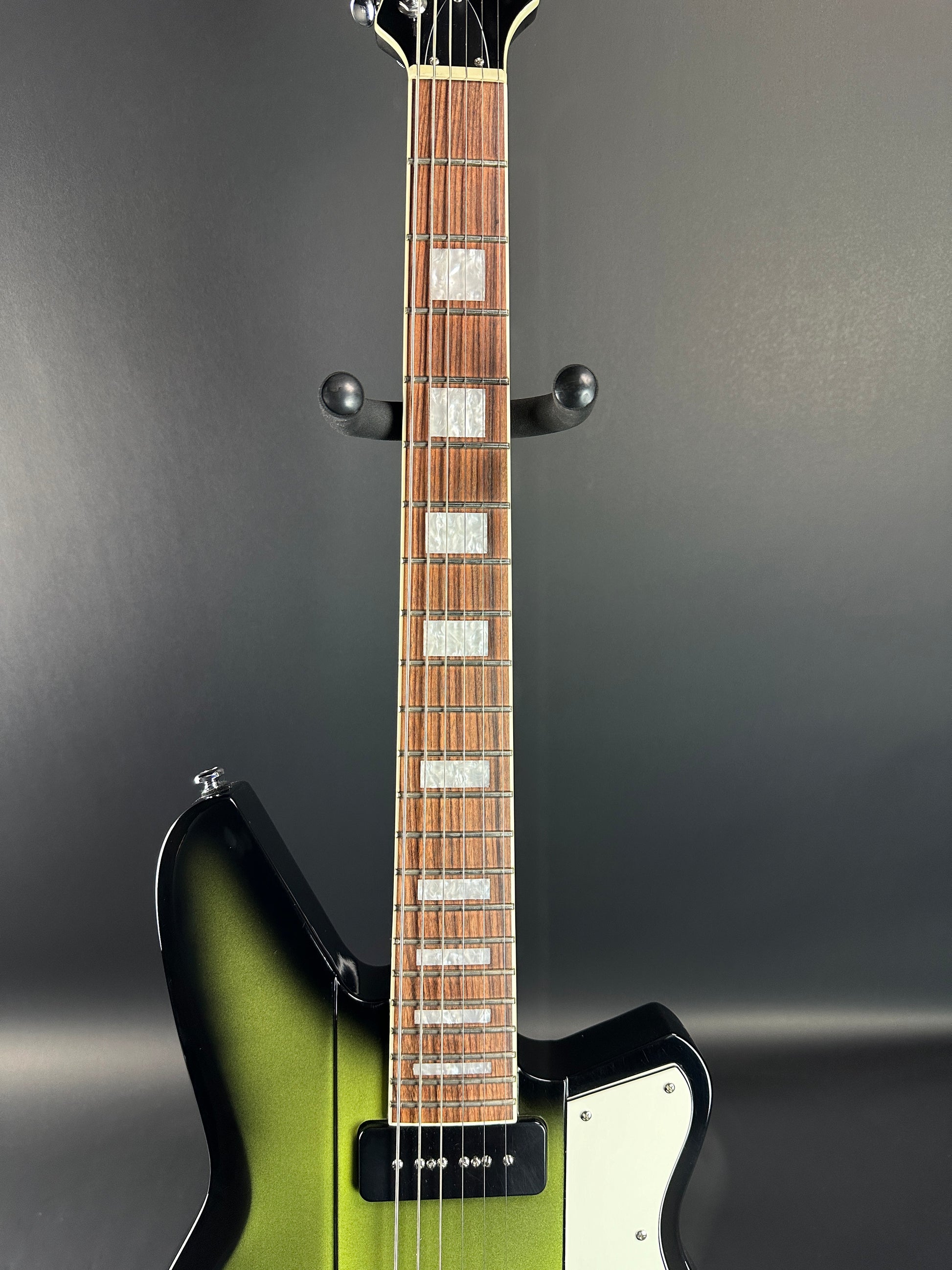 Fretboard of Used Reverend Warwick DAW Avocado Burst.