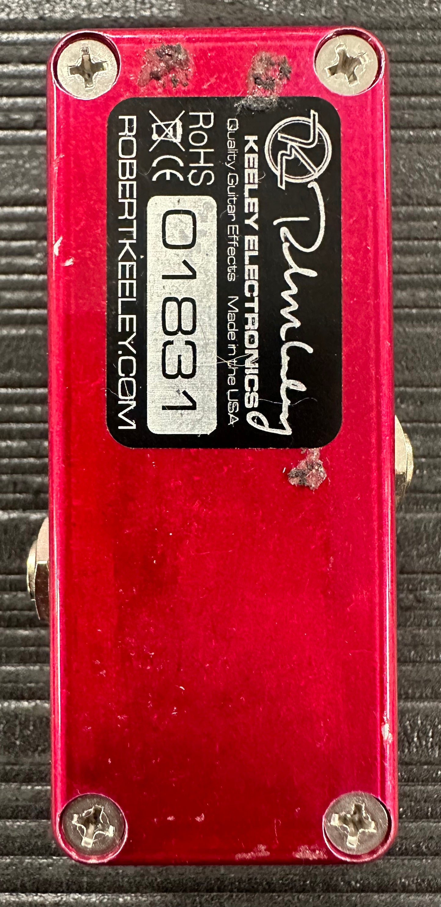 Bottom ofUsed Keeley Red Dirt Overdrive Pedal Mini TSS4455