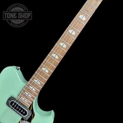 Fretboard of Powers Electric A-Type Fern Green PF42 Firestripe Delrin Warm CamTail.