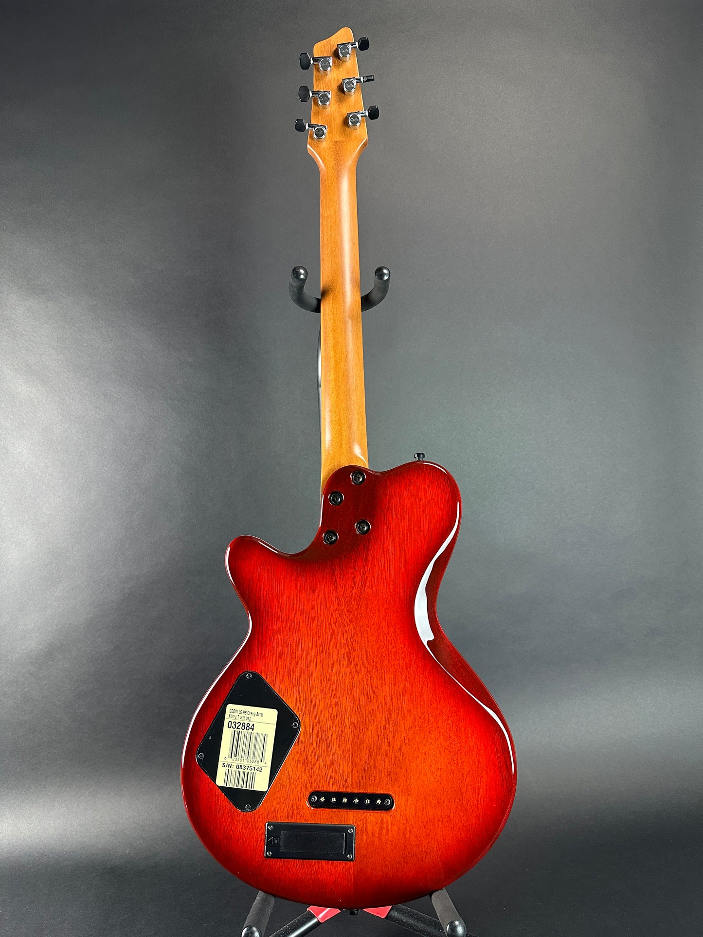 Full back of Used Godin LG HB Cherryburst Flame.