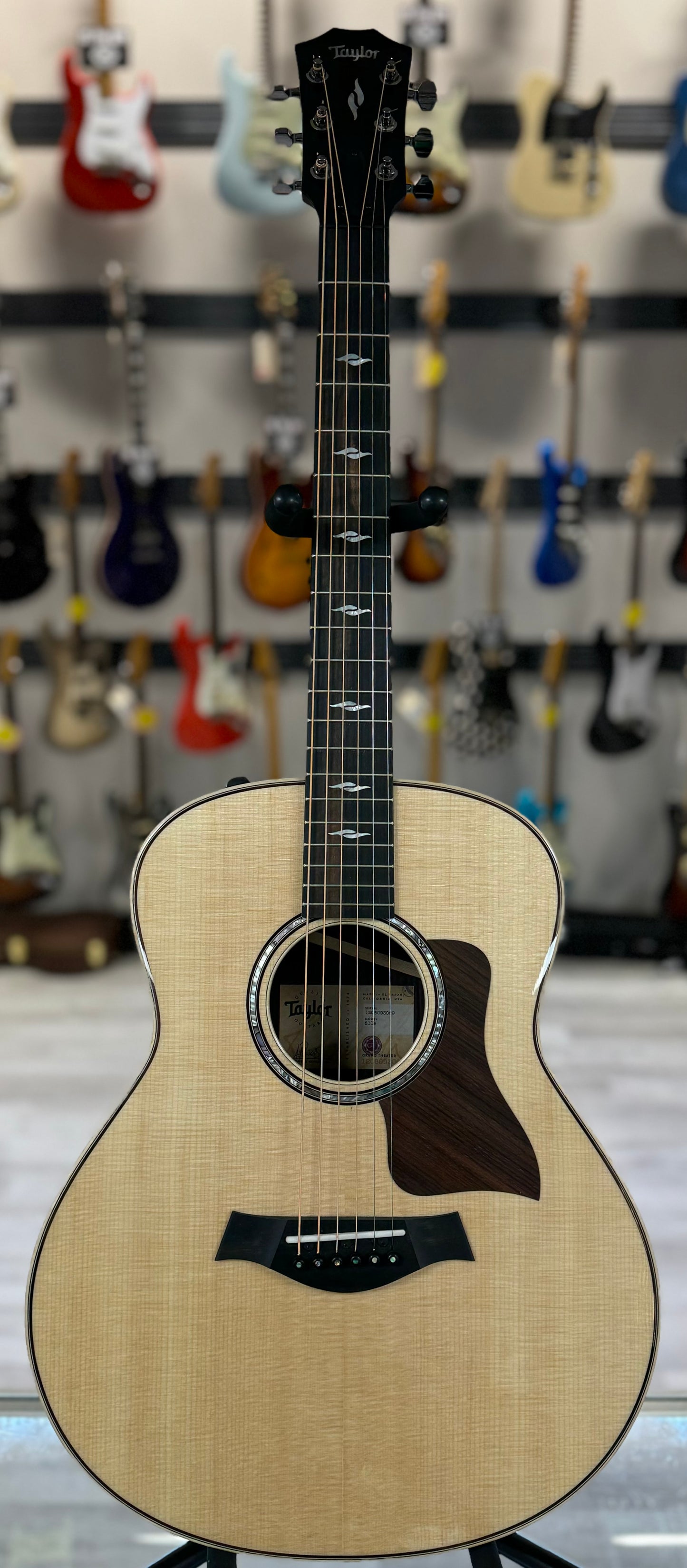 Full front of Used 2023 Taylor 811e Grand Theatre Natural w/case 