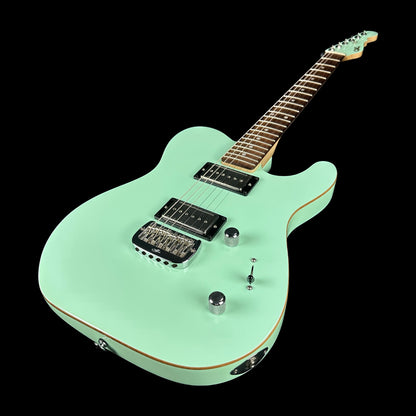 Front angle of Used G&L ASAT HH Surf Green P90.