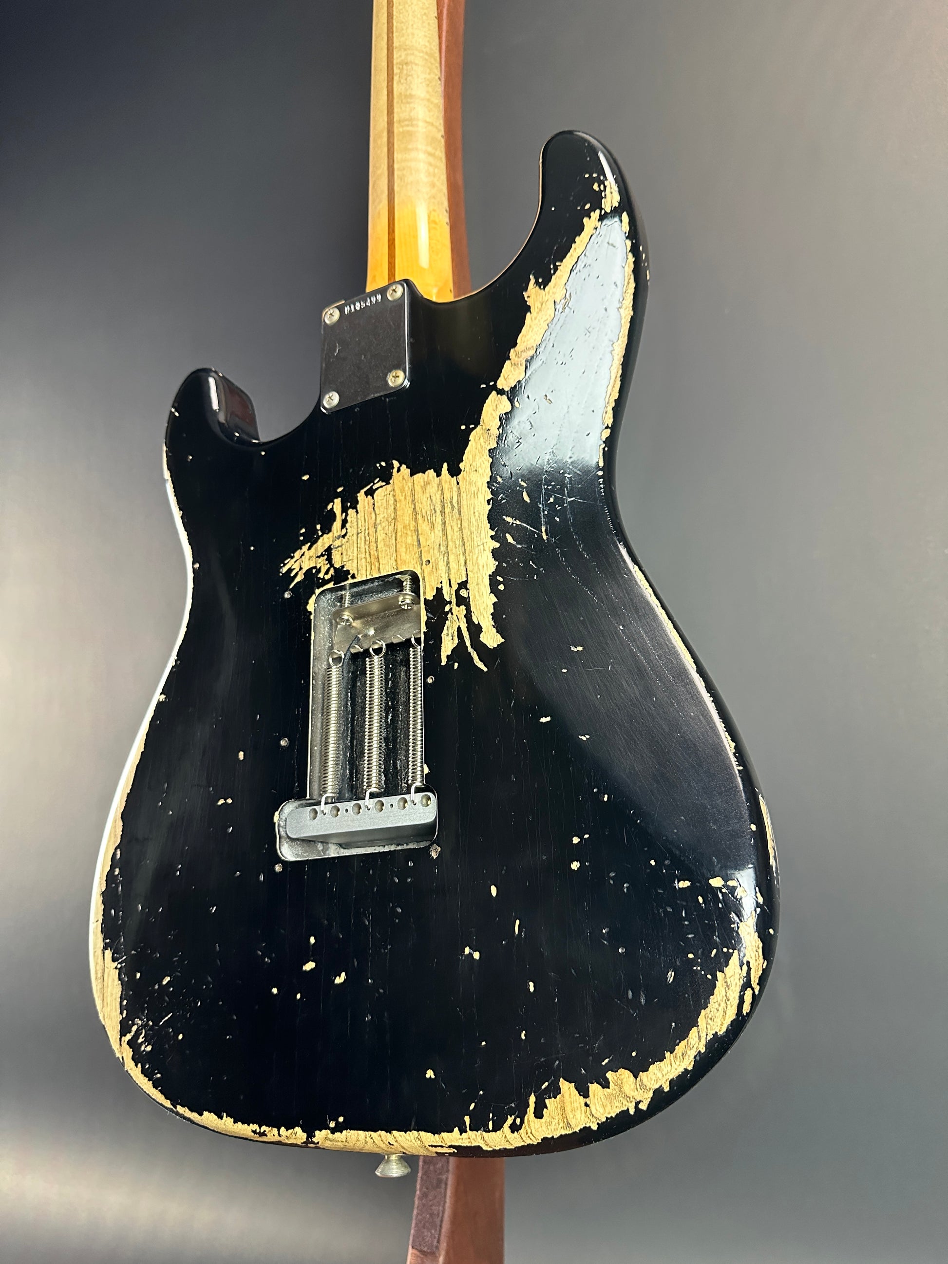 Back angle of Used Fender Custom Shop '57 Stratocaster Relic Black.